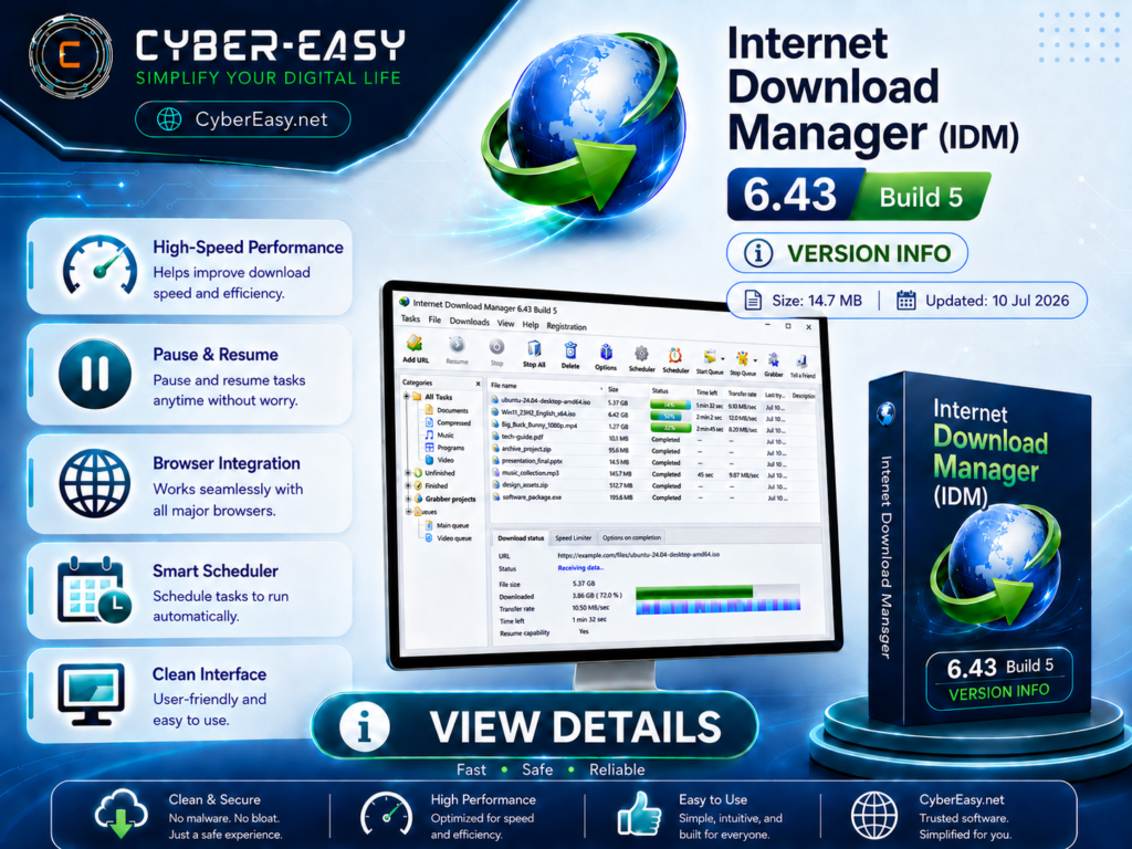 Internet Download Manager 6.43 Build 5 @CyberEasy Version Info and Setup Guide