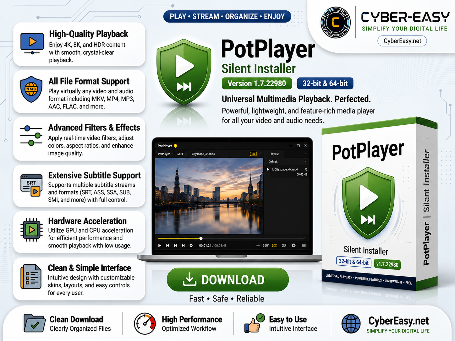 PotPlayer 1.7.22980 silent installer for Windows CyberEasy