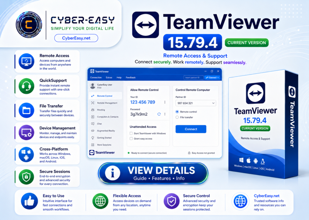 TeamViewer 15.79.4 remote access setup guide for Windows