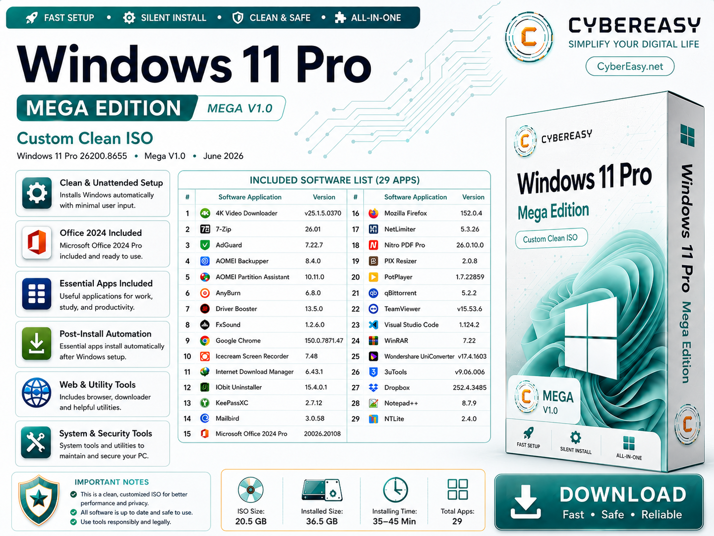 Windows 11 Pro Mega Edition Setup Guide @CyberEasy