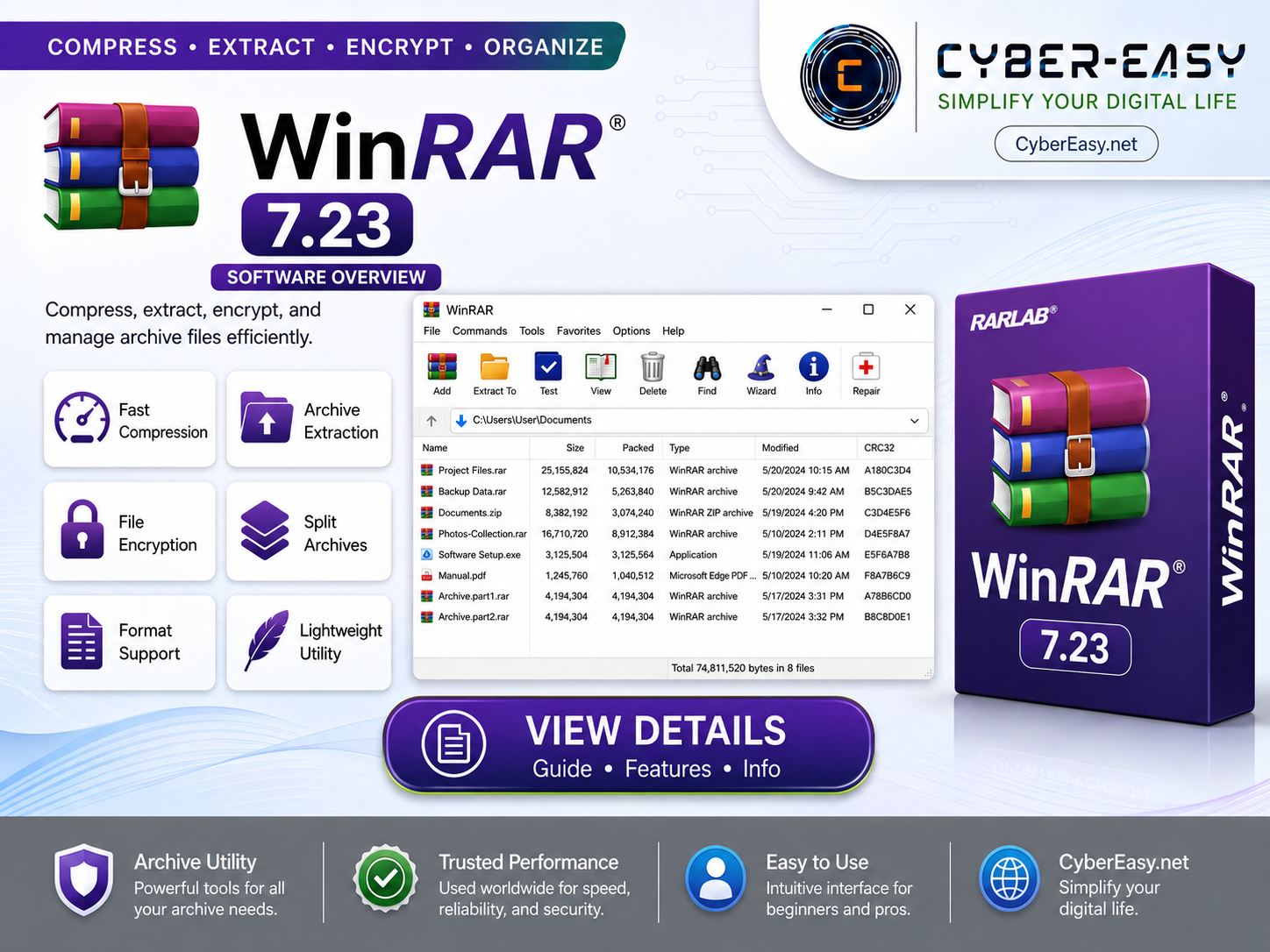 WinRAR 7.23 archive tool for Windows CyberEasy