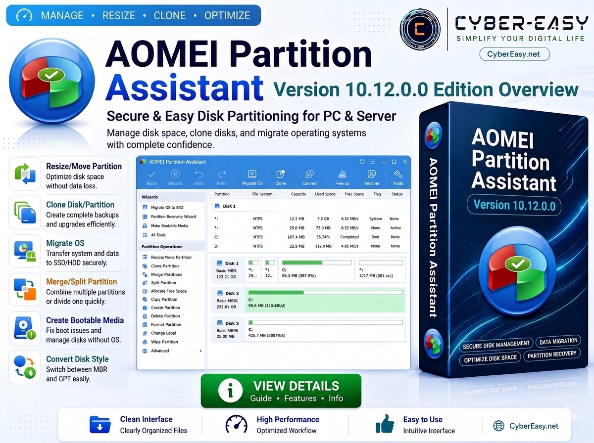 AOMEI Partition Assistant 10.12.0.0 Overview and Setup Guide by CyberEasy