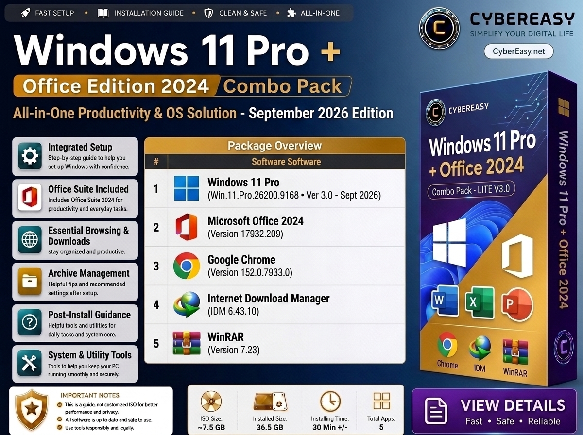 Windows 11 Pro + Office 2024 Combo Pack – September 2026 | CyberEasy